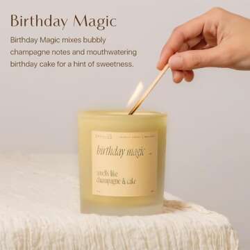 Benevolence LA Birthday Magic Scented Candles | 10 oz, 40-50 Hour Burn Premium Soy Candle | Happy Birthday Gifts for Women | Cake Scented Long Lasting Home Fragrance