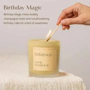 Benevolence LA Birthday Magic Scented Candles | 10 oz, 40-50 Hour Burn Premium Soy Candle | Happy Birthday Gifts for Women | Cake Scented Long Lasting Home Fragrance