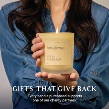 Benevolence LA Birthday Magic Scented Candles | 10 oz, 40-50 Hour Burn Premium Soy Candle | Happy Birthday Gifts for Women | Cake Scented Long Lasting Home Fragrance
