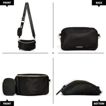 Like Dreams Small Crossbody Bag Unisex, Detachable Coin Pouch, Light weight Nylon Small Utility Fanny Pack Purse (Black)