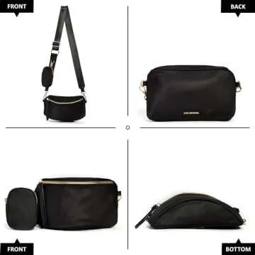 Like Dreams Small Crossbody Bag Unisex, Detachable Coin Pouch, Light weight Nylon Small Utility Fanny Pack Purse (Black)