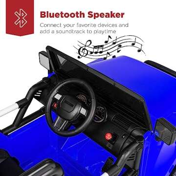 Best Choice Products Kids 12V Ride On Truck, Battery Powered Toy Car w/Spring Suspension, Remote Control, 3 Speeds, LED Lights, Bluetooth - Blue