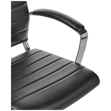 Amazon Basics High-Back Swivel Desk Chair, Ergonomic Ribbed Faux Leather Upholstery, Lumbar Support, Home Modern Style, Black, 45.25" x 24.75" x 23.25"