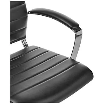 Amazon Basics High-Back Swivel Desk Chair, Ergonomic Ribbed Faux Leather Upholstery, Lumbar Support, Home Modern Style, Black, 45.25" x 24.75" x 23.25"