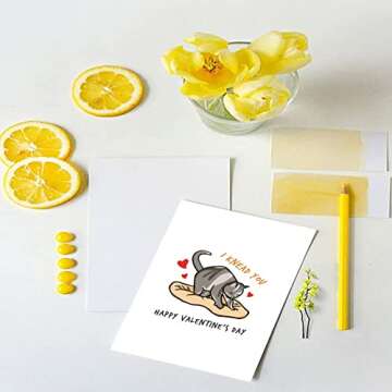 Comting Funny Cat Valentine's Day Card, Cute I Knead You Card, Cat Knead Romantic Surprising Vday Card