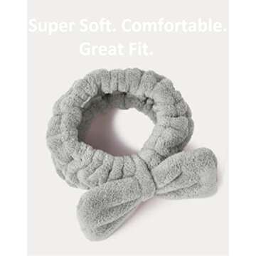 Huachi Headbands for Women Makeup Headband for Washing Face with Bow Skincare Spa Hair Bands for Girls Cute, Elastic Facial Head Wraps for Women