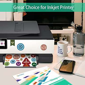 Gwybkq Glossy Waterproof Sticker Paper for Inkjet Printers