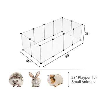 Tespo Pet Playpen, Portable Large Plastic Yard Fence Small Animals, Puppy Kennel Crate Fence Tent, 28 X 20 Inch, White, 12 Panels