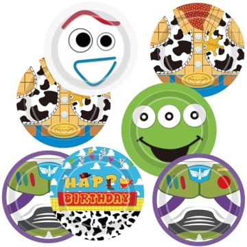 cagctkz Toy Inspired Story Birthday Party Supplies 50pcs 9”Cartoon Story Plates Cartoon Story Birt...
