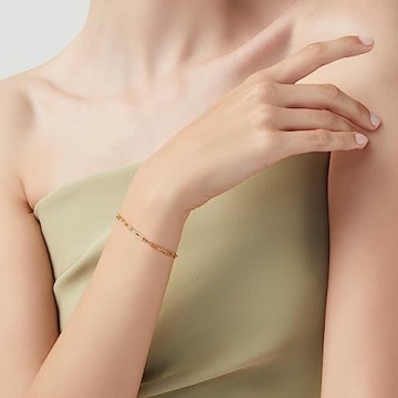 Miabella Paperclip Bracelet in 18K Gold Over Silver