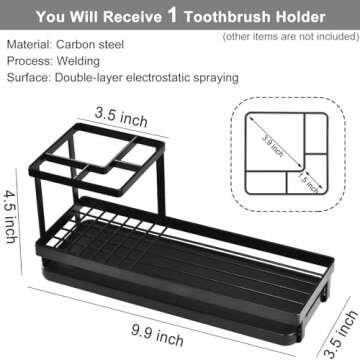 MYITYARD Toothbrush Holders for Bathrooms, 4 Slots Rustproof Metal Tooth Brushing Organizer with Dra...