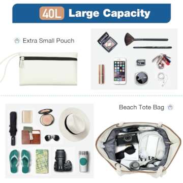 Lekesky Beach Bag - Large Waterproof Tote for Women