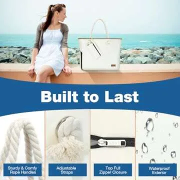 Lekesky Beach Bag - Large Waterproof Tote for Women
