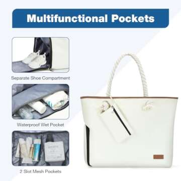 Lekesky Beach Bag - Large Waterproof Tote for Women