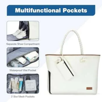 Lekesky Beach Bag - Large Waterproof Tote for Women