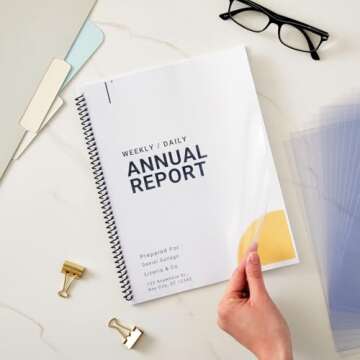 Juvale 100 Pack Clear Presentation Covers for Binding, Letter Size 10 Mil Plastic Sheets for Reports...