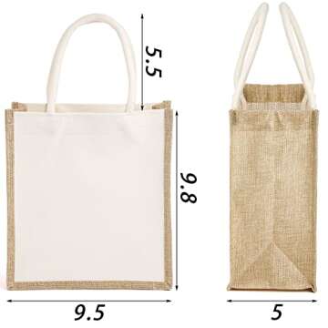 SOUJOY 6 Pack Burlap Tote Bags, Reusable Jute Gift Totes with Handles, Small Beach Bags, Canvas Groc...