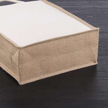 SOUJOY 6 Pack Burlap Tote Bags, Reusable Jute Gift Totes with Handles, Small Beach Bags, Canvas Grocery Shopping Totes for Bridesmaid, DIY, Shopping, Pool, Wedding Bag