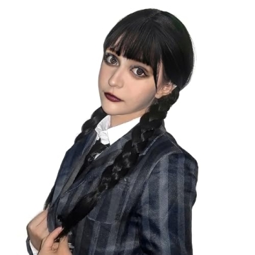 Black Braided Wig with Bangs for Cosplay