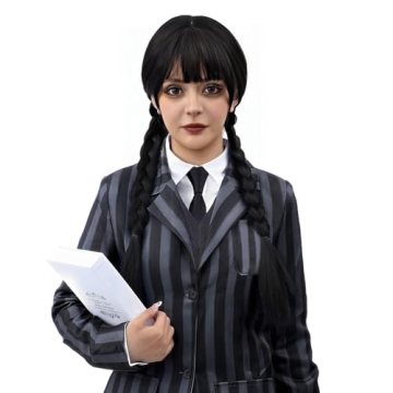 Black Braided Wig with Bangs for Cosplay