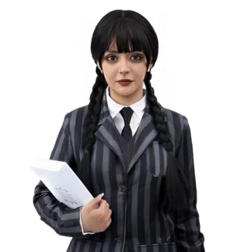 Black Braided Wig with Bangs for Cosplay