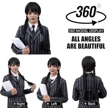 Black Braided Wig with Bangs for Cosplay