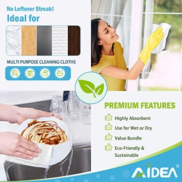 AIDEA Microfiber Cleaning Cloths 12PK Spotless Solutions