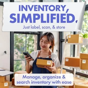 QR Labels for Moving, Storage, Organizing, Office, Tools - Scan Smart QR Code Stickers on Totes, Boxes - Free iOS & Android App (40 Labels, White)