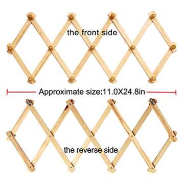 AMAPON Accordion Style Expandable Wall Wooden Coat Rack 13 Hooks (Pegs) Hang Hats Jackets Coffee Mug...