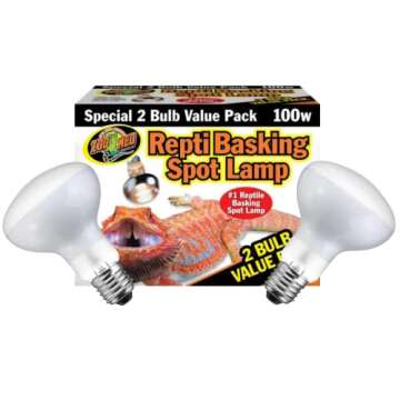 DBDPet Bundle with Zoomed Repti Basking Spot 100w Reptile Heat Lamp - Value Pack of 2 with Pro-Tip G...