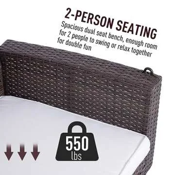 Outsunny 2 Person Wicker Hanging Swing Bench 550 lbs