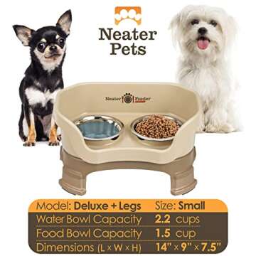 Neater Feeder Deluxe Mess Proof Dog Bowls Elevated for Small Breeds – Made in USA – No Spill Rai...