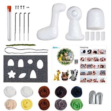Needle Felting Beginner kit - Wool for Felting Cute Animals Kit Instruction Arts and Crafts Easy Fun...