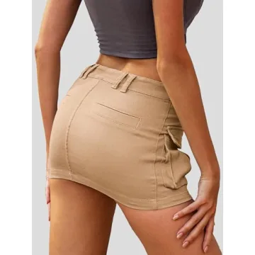 ELLEVEN Cargo Mini Skirt Stylish Low Waist for Women