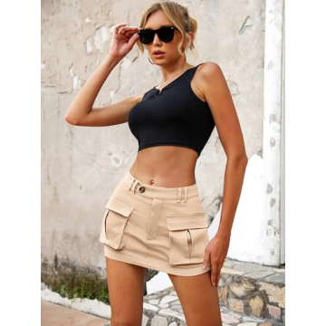 ELLEVEN Cargo Mini Skirt Stylish Low Waist for Women