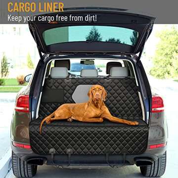 Active Pets Dog Car Seat Cover for Back Seat, Waterproof Pet Protection Hammock, SUV Truck Car Backseat Protector with Safety Features, Black