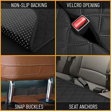 Active Pets Dog Car Seat Cover for Back Seat, Waterproof Pet Protection Hammock, SUV Truck Car Backseat Protector with Safety Features, Black