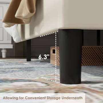 HOSTACK King Size Bed Frame, Modern Upholstered Platform Bed with Adjustable Headboard, Heavy Duty Button Tufted Bed Frame with Wood Slat Support, Easy Assembly, No Box Spring Needed(Beige)