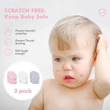 HAPIU Baby Mitten 3 Pack for Infants - Ultimate Scratch Protection & Comfort