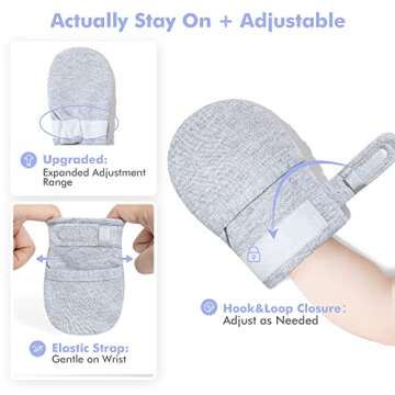 HAPIU Baby Mittens 3 Pack for Newborn Safety & Comfort