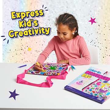 PURPLE LADYBUG Color Your Own Bag with 6 Markers Craft Set - Unique Mermaid Crafts for Girls Ages 6-8 & Mermaid Gifts for Girls, Craft Kits for Girls Ages 6-8, Girls Valentines Easter Gifts for Kids