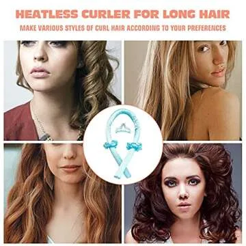 Heatless Curling Rod Headband No Heat Silk Ribbon Curling Rod Hair Roller Curls with Hair Claw Clip Lazy Natural Soft Wave DIY Hair Rollers Styling Tool for Sleep in Overnight (Blue)