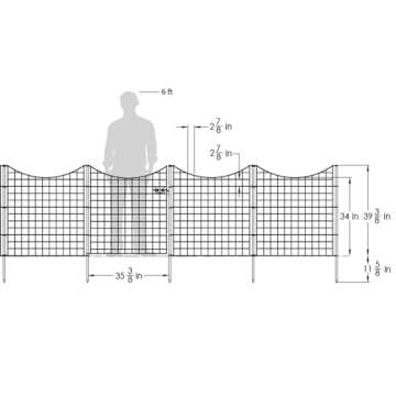 39in Black Metal No Dig Fence for Dogs and Gardens