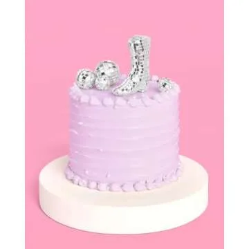 xo, Fetti Disco Ball and Cowgirl Boot Cake Topper - 5 pieces | Disco Bachelorette, Rodeo Birthday Party, Space Cowboy Supplies, 70s Groovy Cake Decoration, Western Baby Shower Cupcake Decor