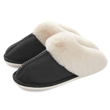 Donpapa Women's Fluffy Memory Foam Slippers for Home