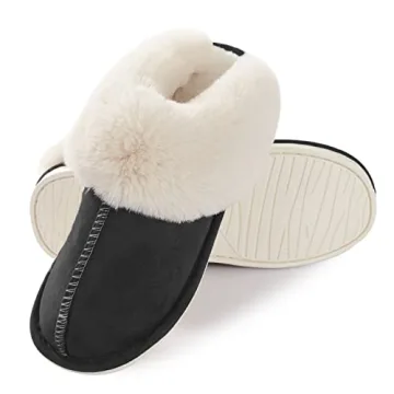 Donpapa Women's Fluffy Memory Foam Slippers for Home