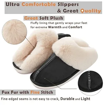 Donpapa Women's Fluffy Memory Foam Slippers for Home