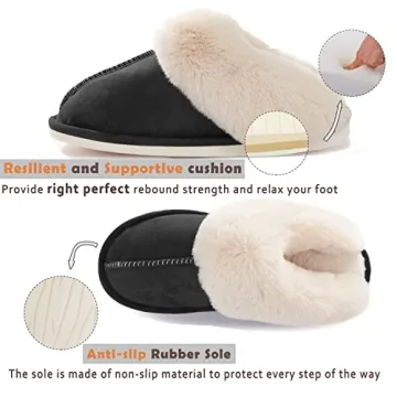 Donpapa Women's Fluffy Memory Foam Slippers for Home