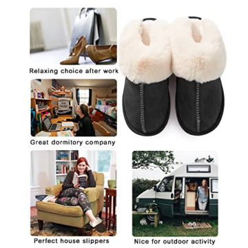 Donpapa Women's Fluffy Memory Foam Slippers for Home