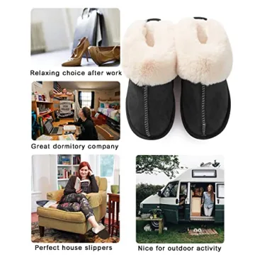 Donpapa Women's Fluffy Memory Foam Slippers for Home